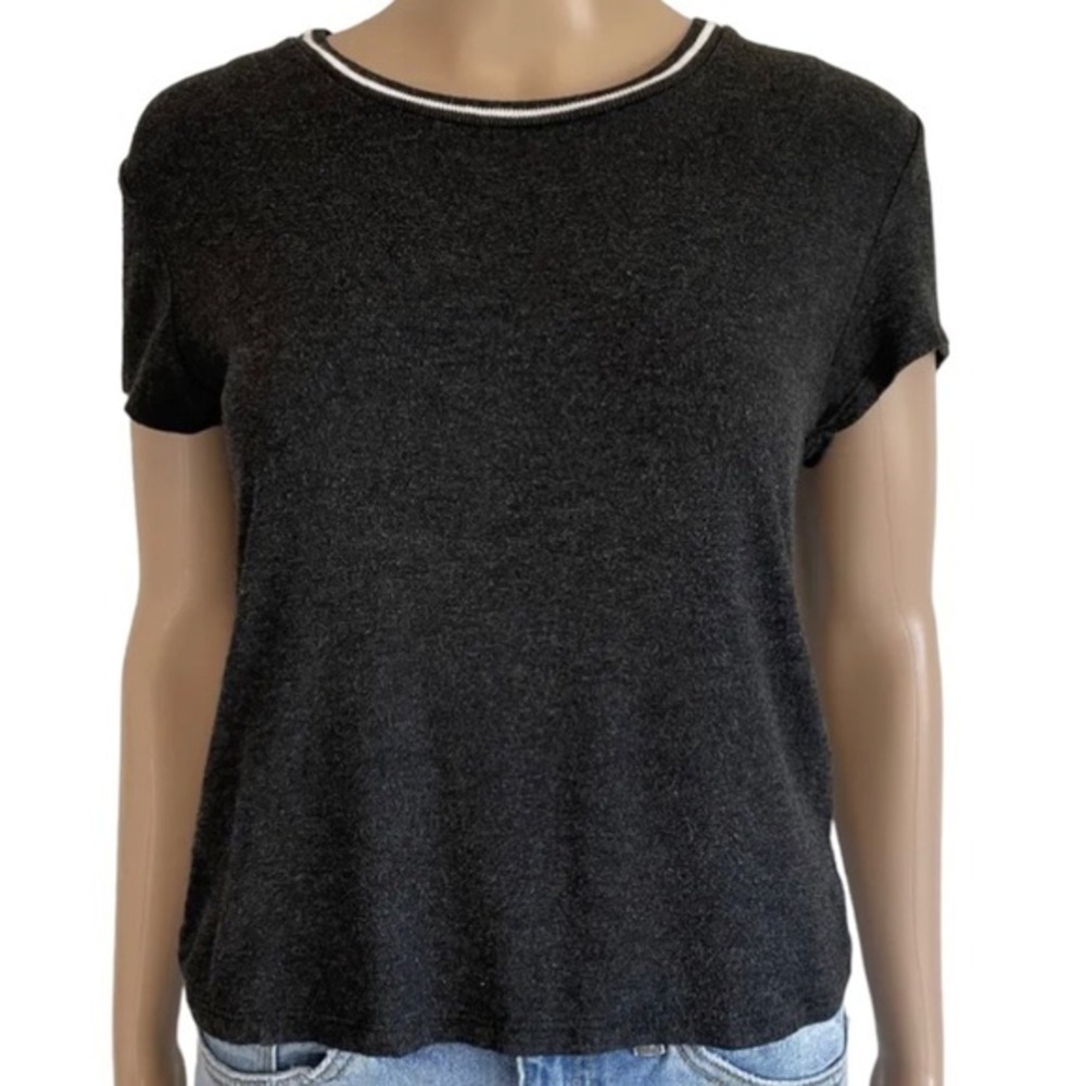 Brandy Melville Super Soft & Stretchy Dark Gray Crewneck Short Sleeve Basic Tee